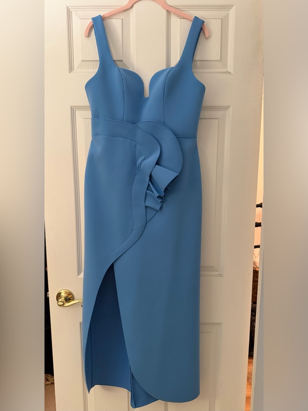 Acler Elegant Blue Ruffle-Front Evening Dress - Womens: size 8